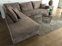 Schöne kräftige neue taupe Rippe Stoff Ecksofa Modell