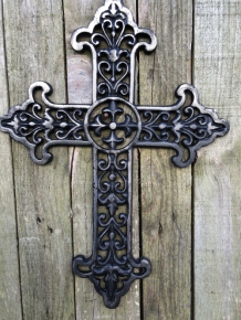 Large Cross | Cast iron | Silver Grey with Black | Wall decoration