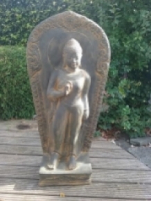 Buddha mit Wandteller, groß, Vollstein