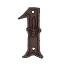 House number - digit 1 - cast iron brown 