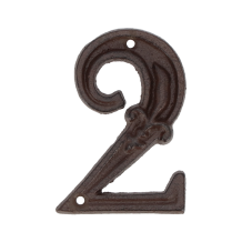 House number - digit 2 - cast iron brown 