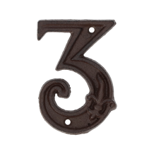 House number - digit 3 - cast iron brown