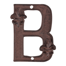 Stylish letter “B” for house walls, extension of house number in antique brown