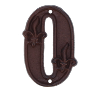 House number - digit 0 - cast iron brown