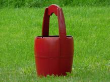 Vintage Wooden Bucket - Red - Height 60 cm