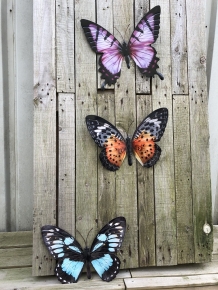 Set van 3 Kleurrijke Metalen Vlinders - Volledig van Metaal - Diverse Kleuren