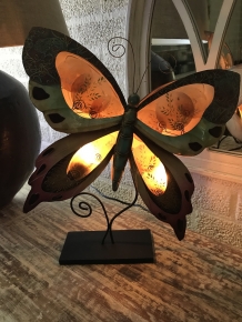 A metal lamp in the shape of a butterfly, very nice!