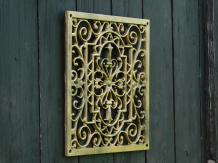 Air grille / Wall sign - Square - Gold bronze - Cast iron