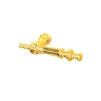 Shiny brass door fittings, set of handle and knob, with rosettes