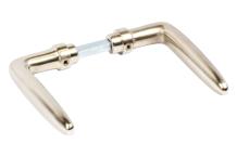 Door handles, set of 2, brass, matt nickel-plated, Bauhaus style