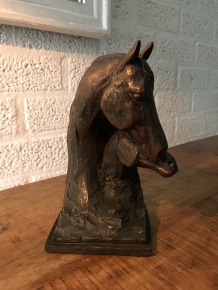 Buchstütze Pferd - Stute mit Fohlen - Bronze-Look