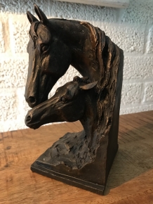 Bookend Horse - Mare with Foal - Bronze look