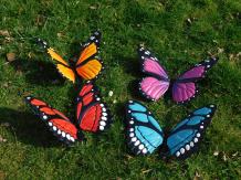 Set of 3 butterflies - full colour - metal - wall decoration