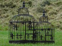 Set of 2 Bird Cages - Square - Vintage Brown