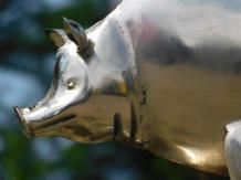 Statue Pig - metal - chrome colour