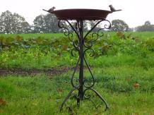 Bird bath with birds - 75 cm - Brown