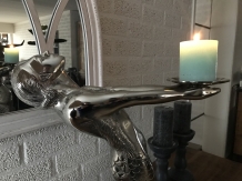 Mermaid as a holder, for example as a candlestick, aluminum with a nickel / chrome look