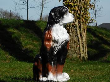 Statue Hund - 76 cm -Polystone - Schwarz, Weiß mit Braun