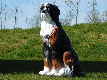 Statue Hund - 76 cm -Polystone - Schwarz, Weiß mit Braun