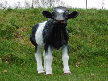 Statue Kalb - 105 cm - Schwarz und weiß - Polystone