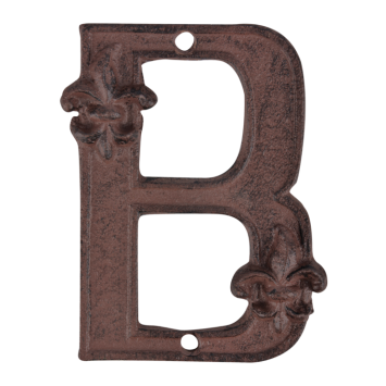 Stylish letter “B” for house walls, extension of house number in antique brown