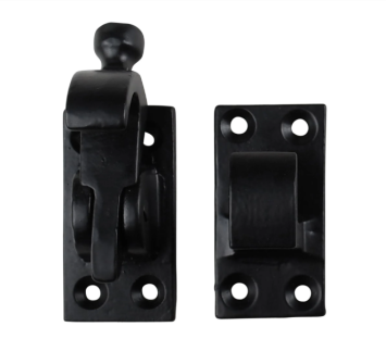 Door holdback - Black - Cast iron - Incl. screws