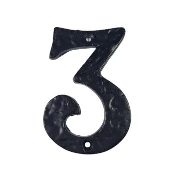 House number 3 - Black - Cast iron