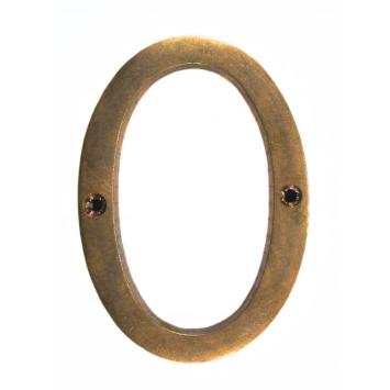 House number ‘0’, antique brass