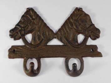 Coat rack with horses - 2-Hooks - Cast iron Brown