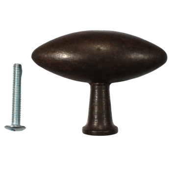 Knob Oval - 53 x 21 mm - Iron Rusted