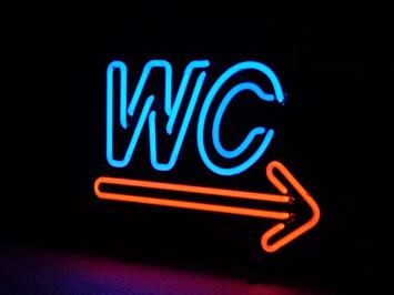 Neon --> WC - 50 cm - Blauw met Rood