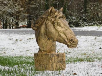 Unikat: XL Polystone Pferdekopf - goldfarben 