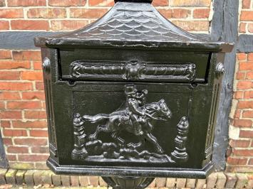 Beautiful standing heavy black cast iron mailbox, rock solid!!