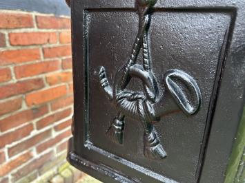 Beautiful standing heavy black cast iron mailbox, rock solid!!