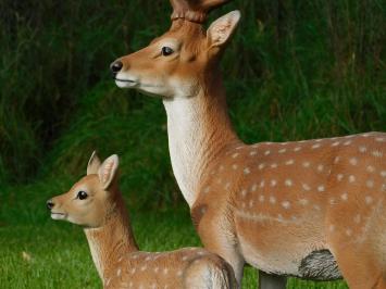 Set of 2 Deer - Small and Large - Polystone - Full in Colour