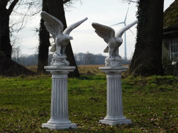 Set of 2 Eagles on Pedestal - 130 cm - Stone