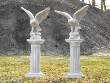 Set of 2 Eagles on Pedestal - 130 cm - Stone