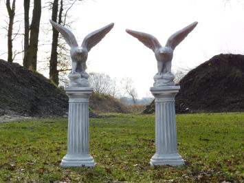 Set of 2 Eagles on Pedestal - 130 cm - Stone