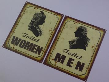 Set Toilet Door Signs - Men & Women - Metal - Oldlook