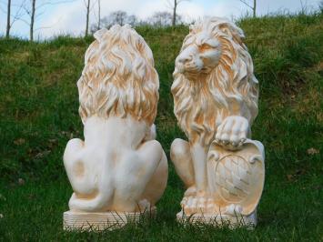 Set Leeuwen met Schild - 52 cm - Polystone