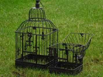 Set of 2 Bird Cages - Square - Vintage Brown