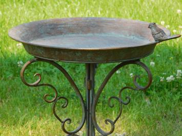 Bird bath with Birdie - 74 cm - Metal - Green/Brown