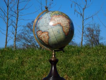 Vintage Globe on Round Base - 60 cm - Wood & Brass